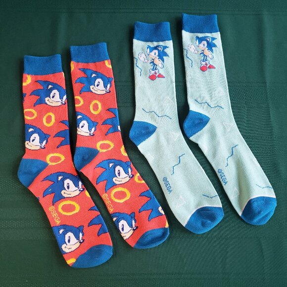 SEGA Sonic the Hedgehog Socks Bundle Blue Red and Yellow socks - Picture 3 of 9